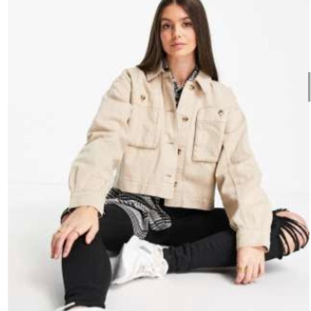 Topshop cropped Women's Beige Jacket
